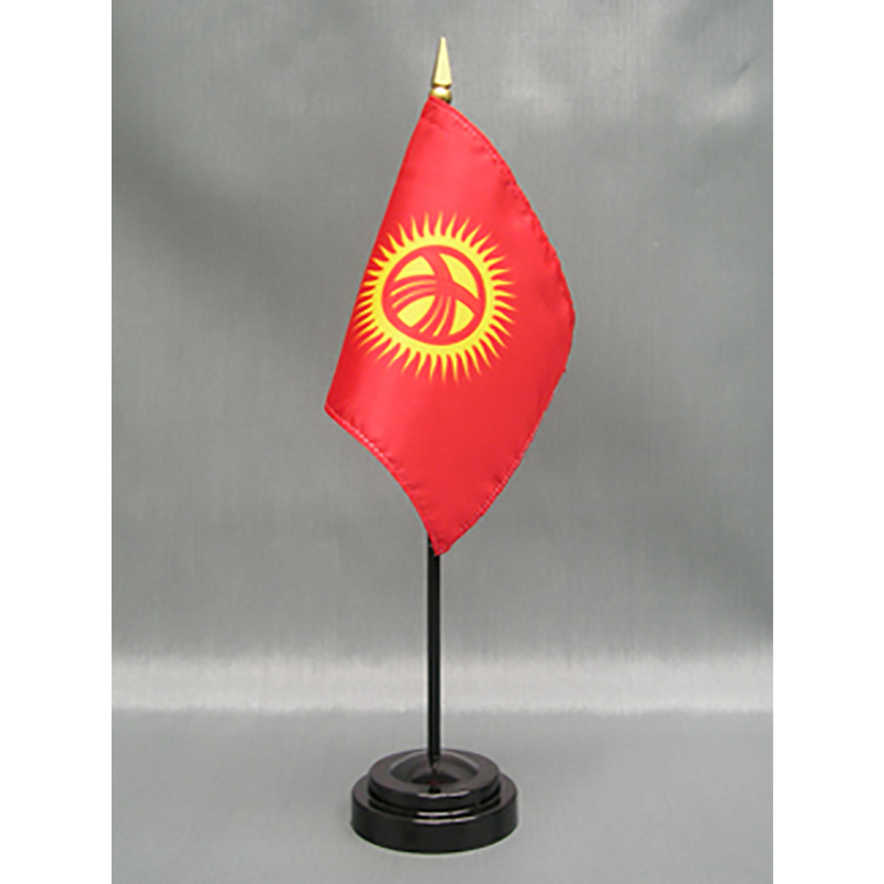 Kyrgyzstan Stick Flag 4"x6" E-Gloss, 12 Pack