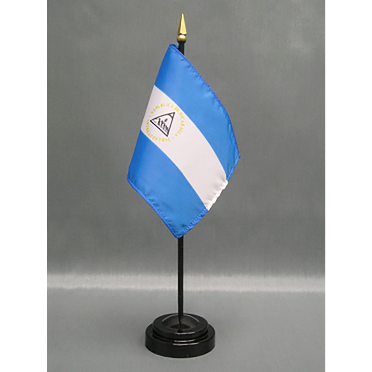 Nicaragua Stick Flag 4"x6" E-Gloss, 12 Pack
