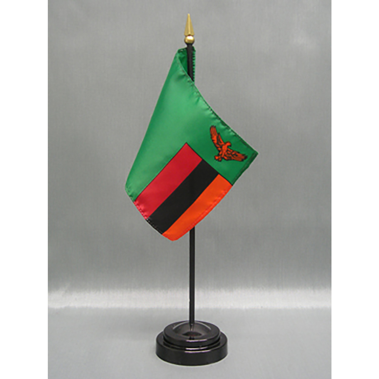 Zambia Stick Flag 4"x6" E-Gloss, 12 Pack