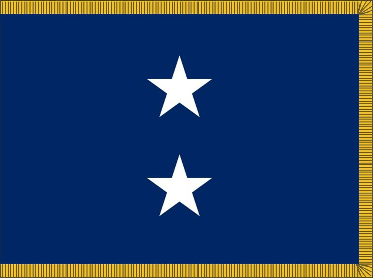 Navy Rear Admiral Upper Half Flag, 2 Star Nylon Applique with Pole Hem and Gold Fringe, Size 3' X 5', 2103054ADM