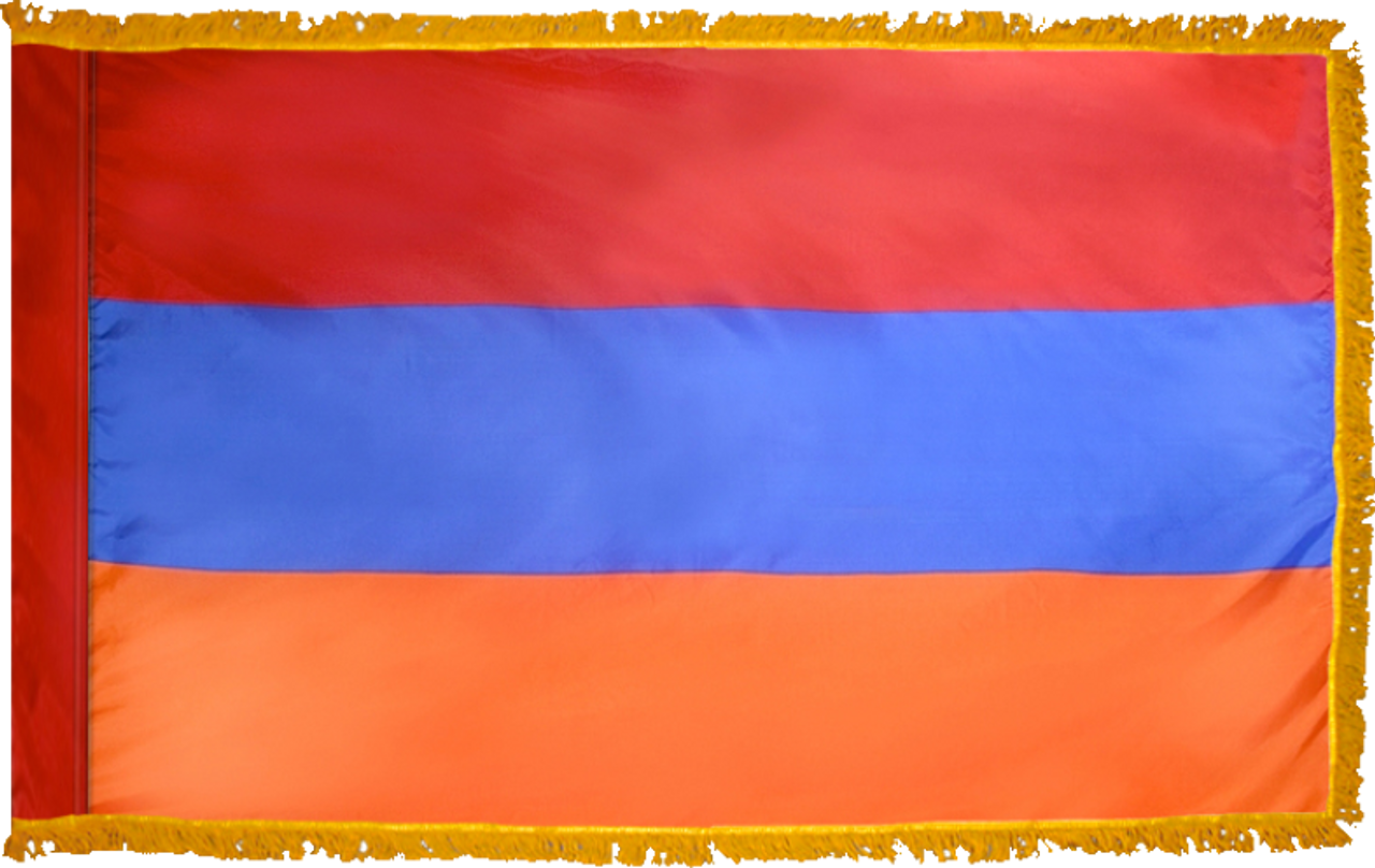 ArmeniaFlag with Pole Hem and Gold Fringe