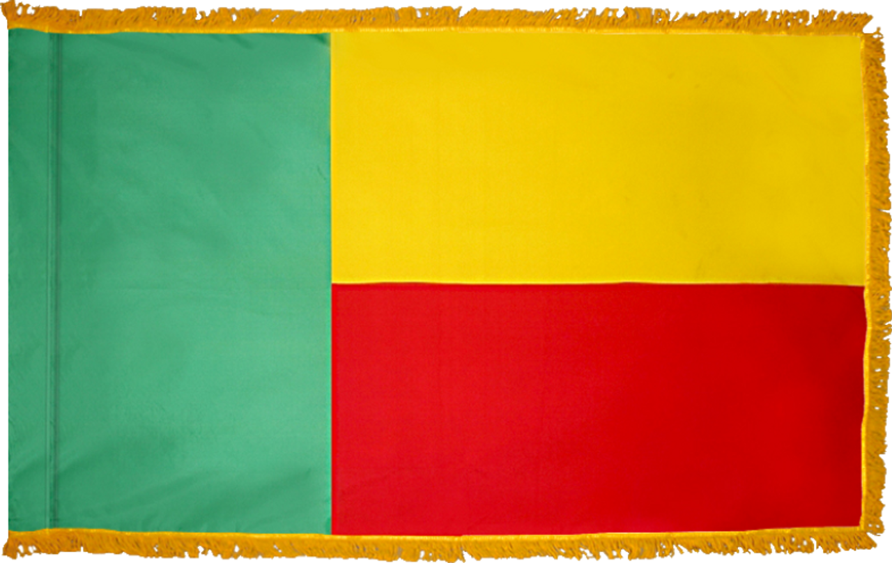 Benin Flag with Pole Hem and Gold Fringe