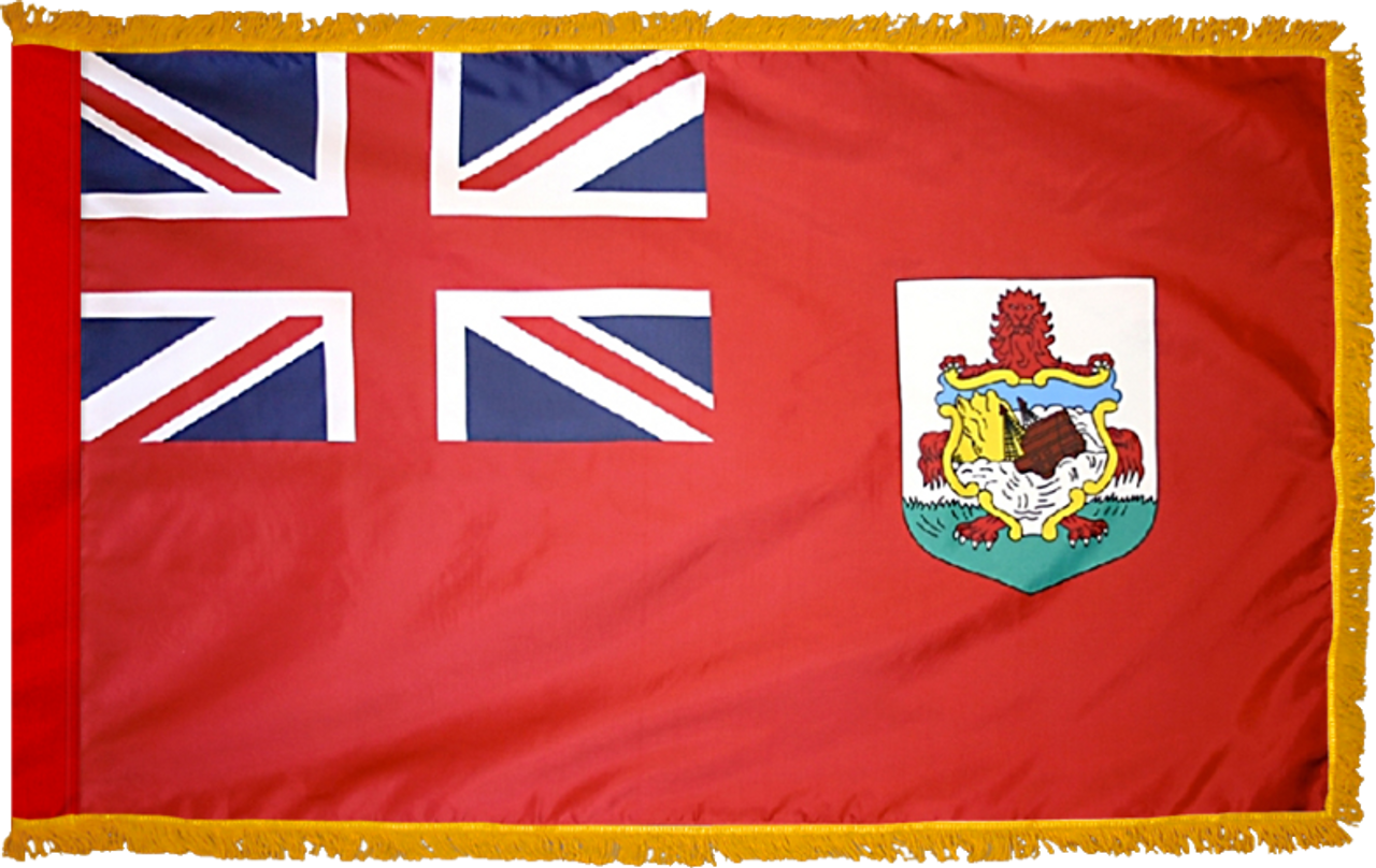 Bermuda Flag with Pole Hem and Gold Fringe