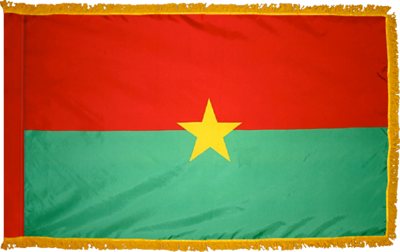 Burkina FasoFlag with Pole Hem and Gold Fringe