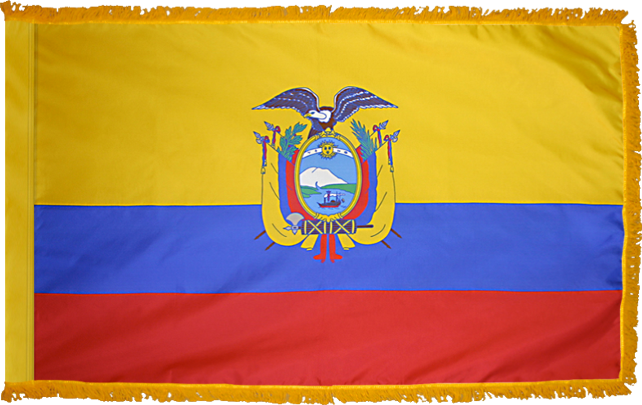 EcuadorFlag with Pole Hem and Gold Fringe