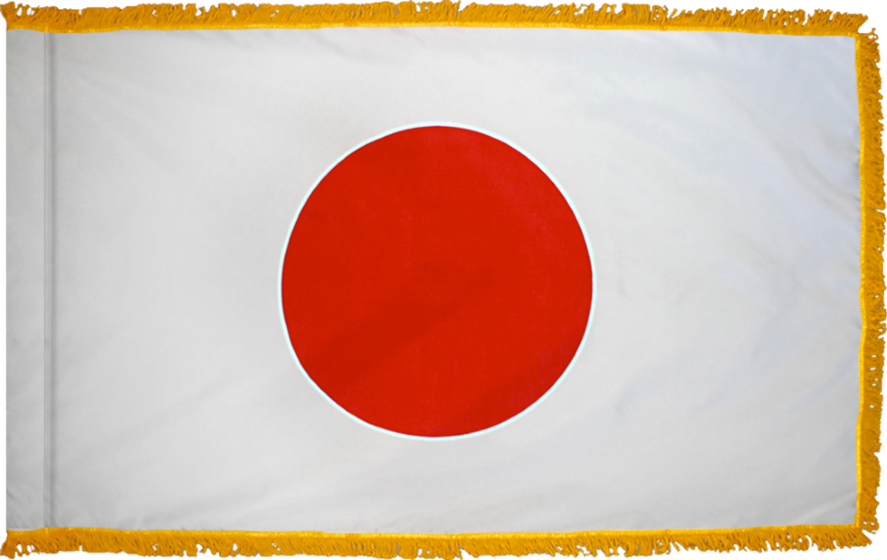 JapanFlag with Pole Hem and Gold Fringe