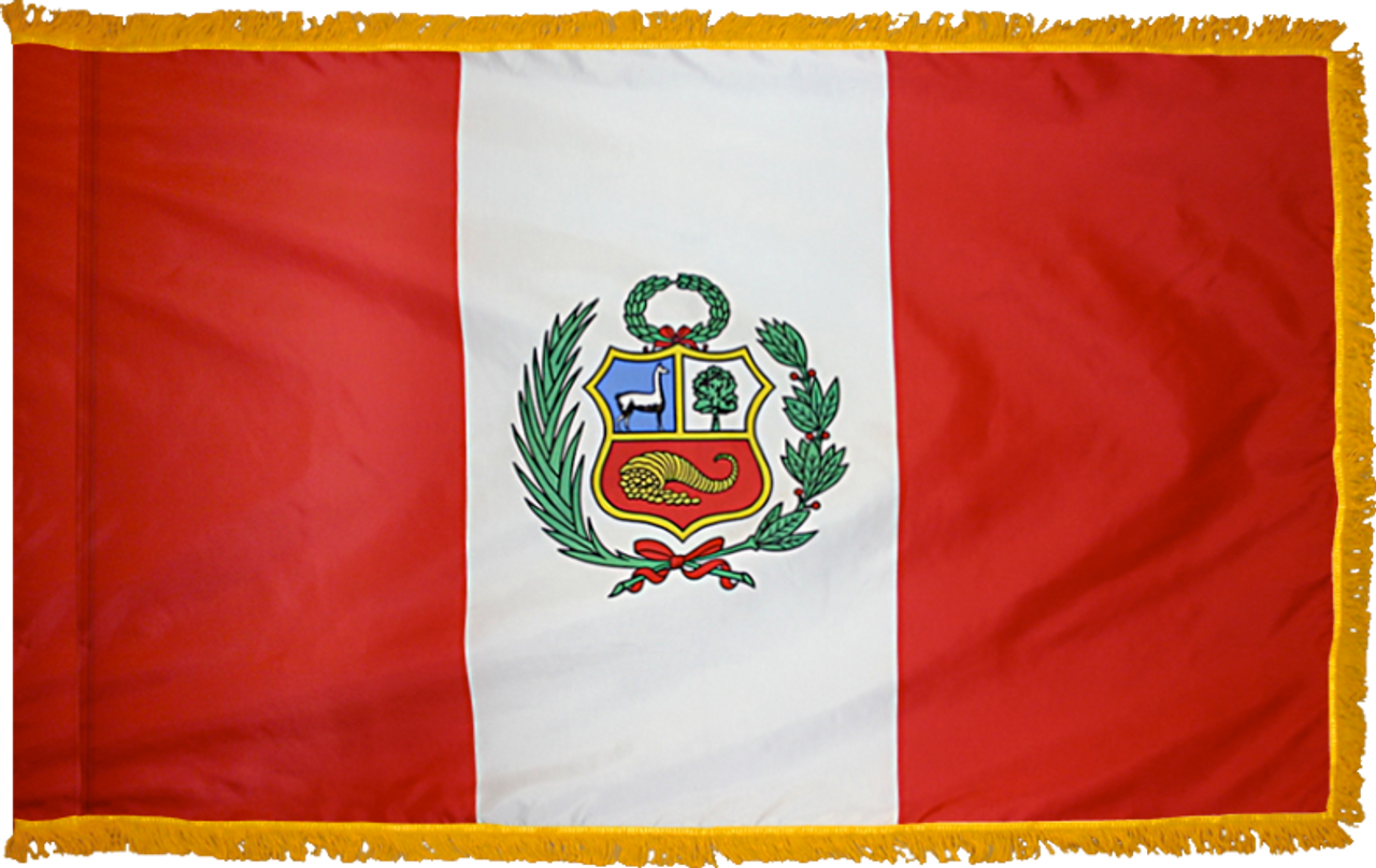 PeruFlag with Pole Hem and Gold Fringe