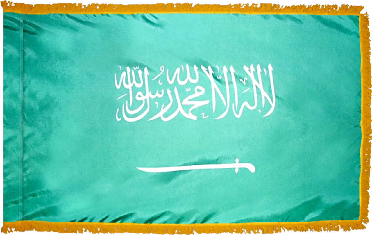 Saudi ArabiaFlag with Pole Hem and Gold Fringe