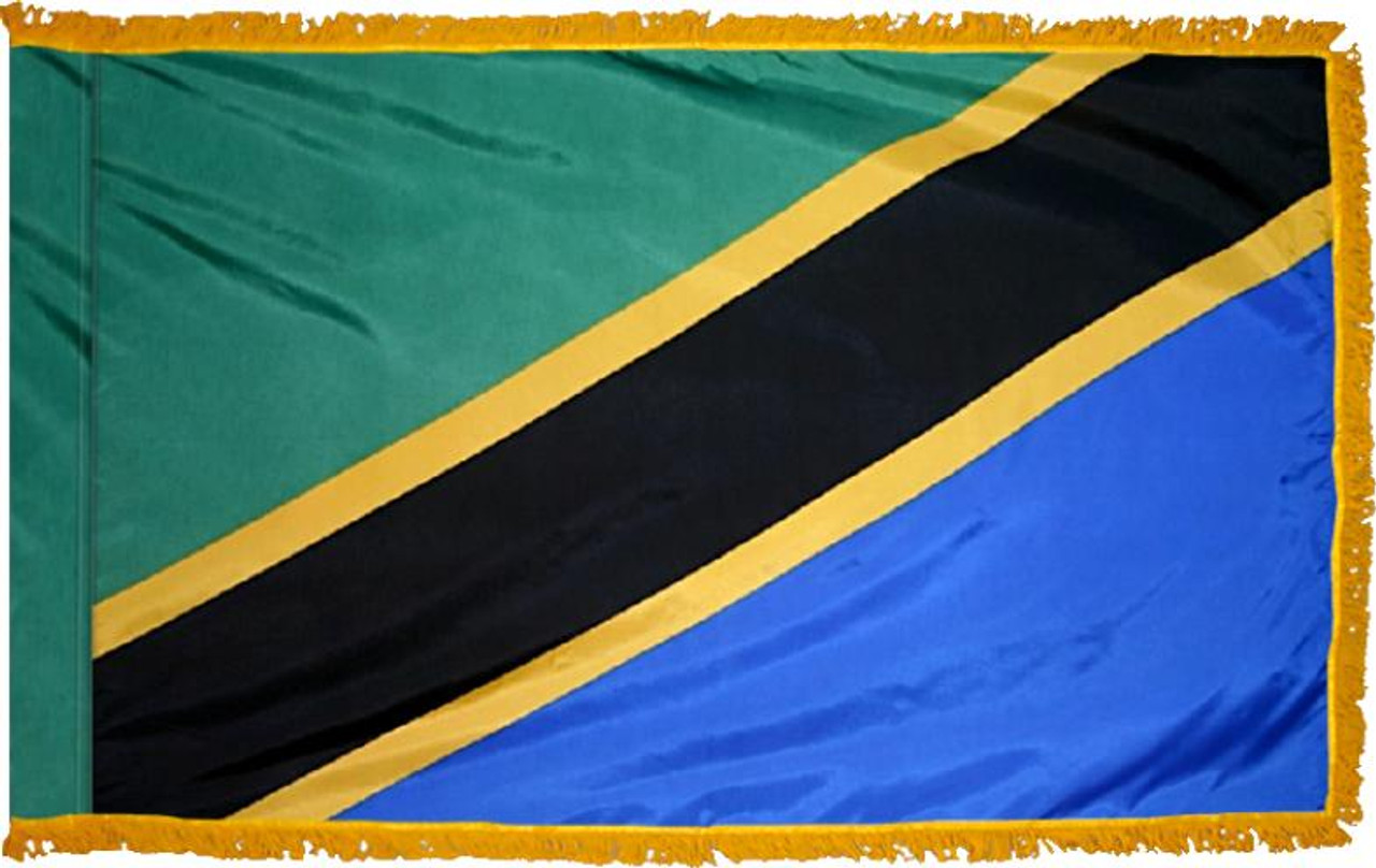 Tanzania, United Republic ofFlag with Pole Hem and Gold Fringe