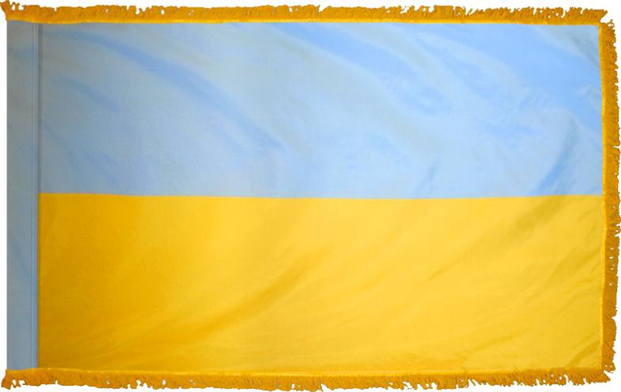 UkraineFlag with Pole Hem and Gold Fringe