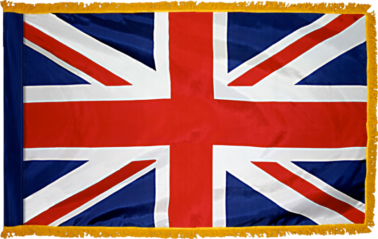 United KingdomFlag with Pole Hem and Gold Fringe