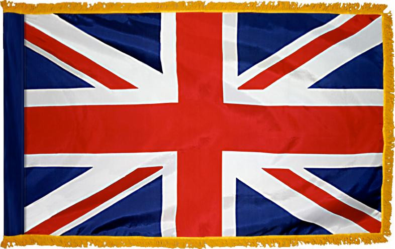 United KingdomFlag with Pole Hem and Gold Fringe