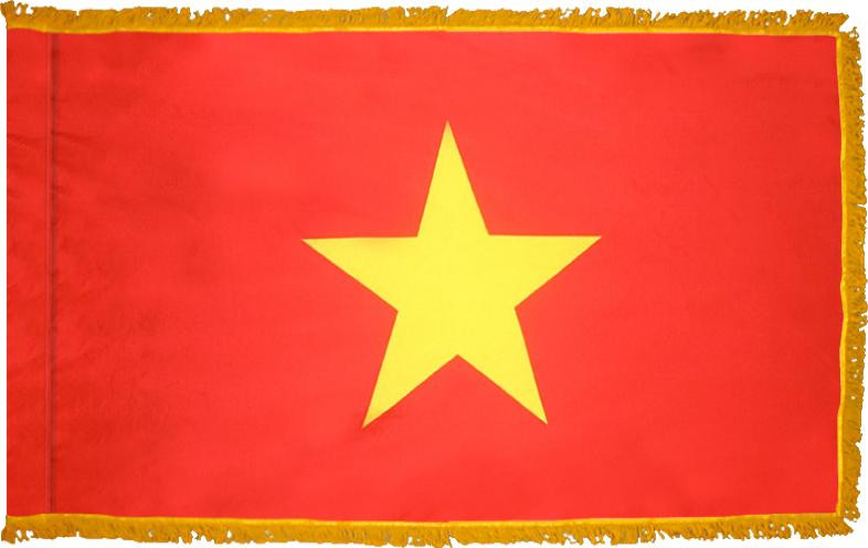 VietnamFlag with Pole Hem and Gold Fringe