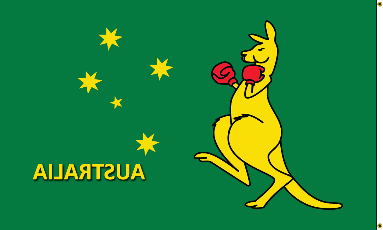 Boxing Kangaroo Flag - Back