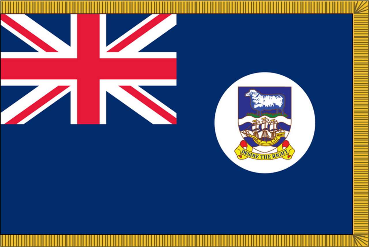 Falkland IslandsFlag with Pole Hem and Gold Fringe