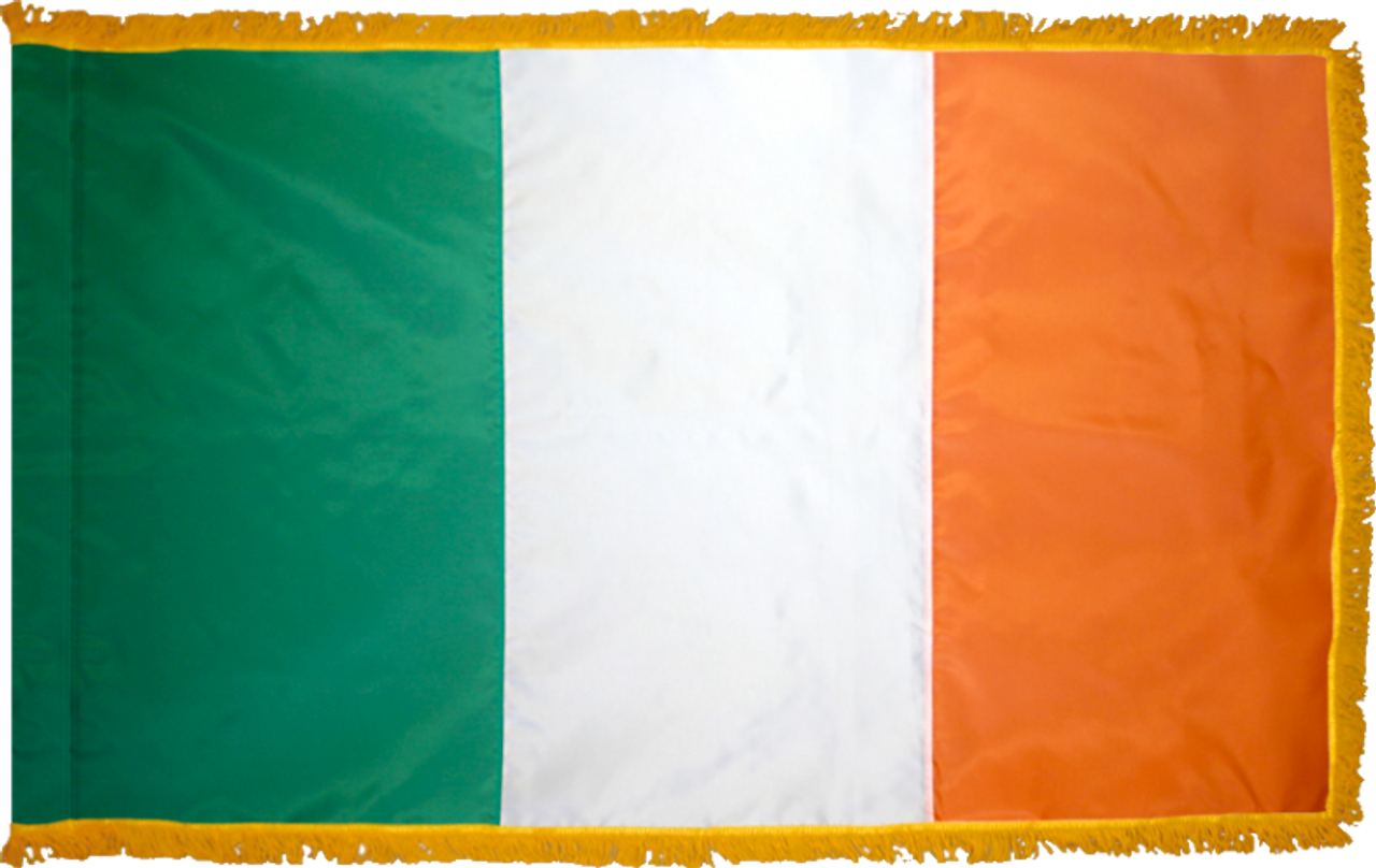 IrelandFlag with Pole Hem and Gold Fringe