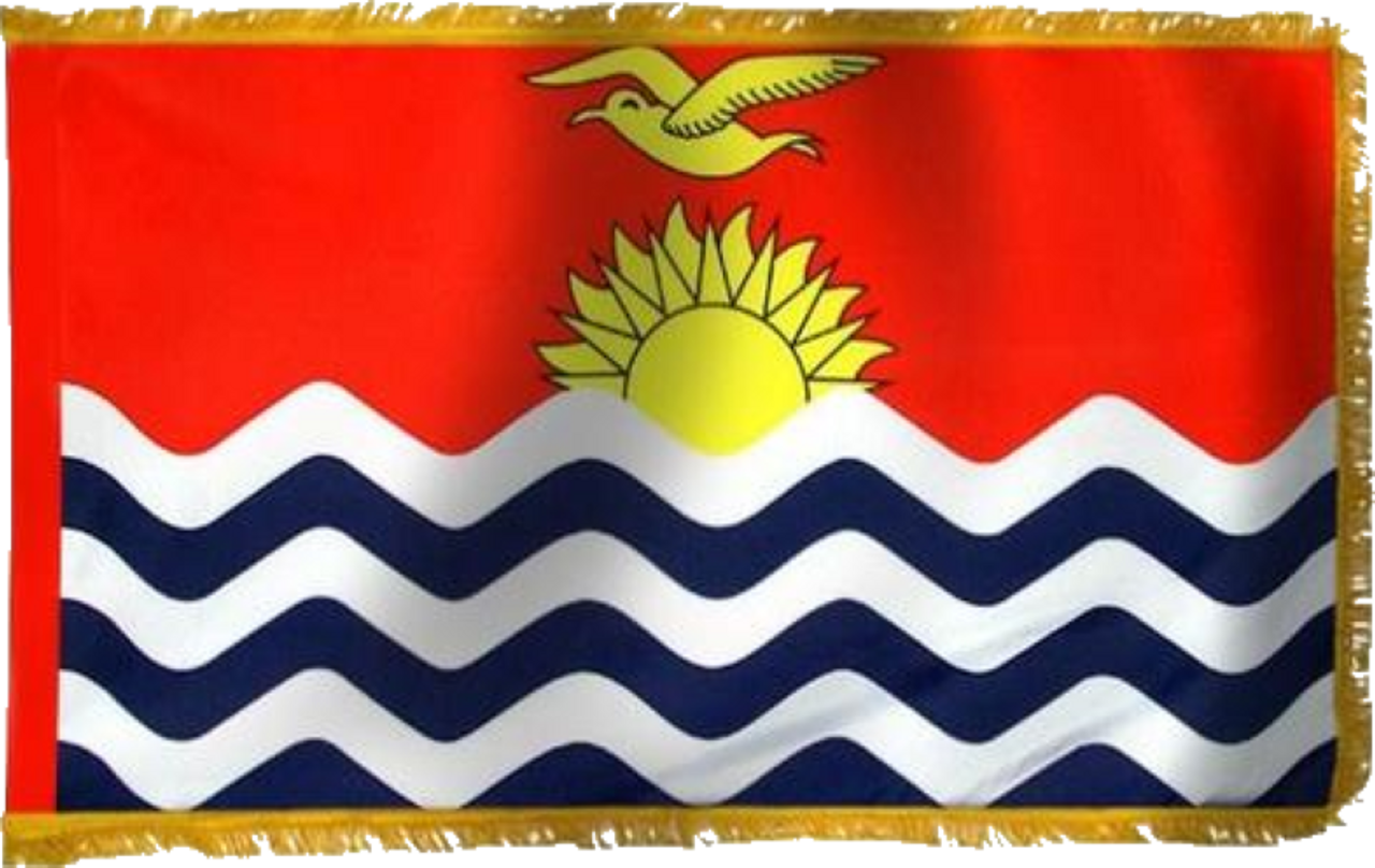 KiribatiFlag with Pole Hem and Gold Fringe