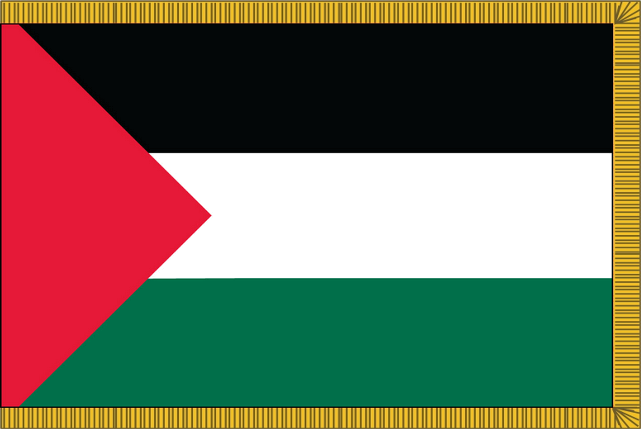 PalestineFlag with Pole Hem and Gold Fringe