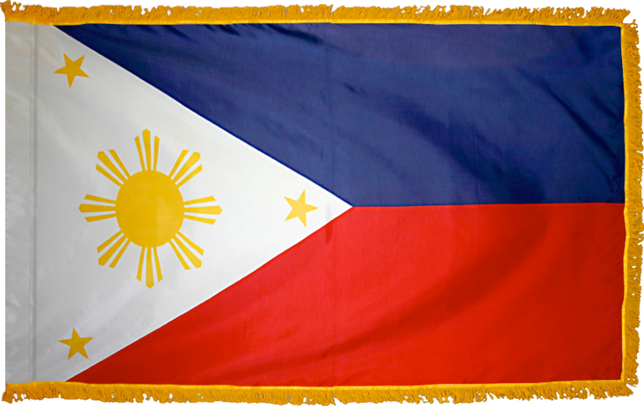 PhilippinesFlag with Pole Hem and Gold Fringe