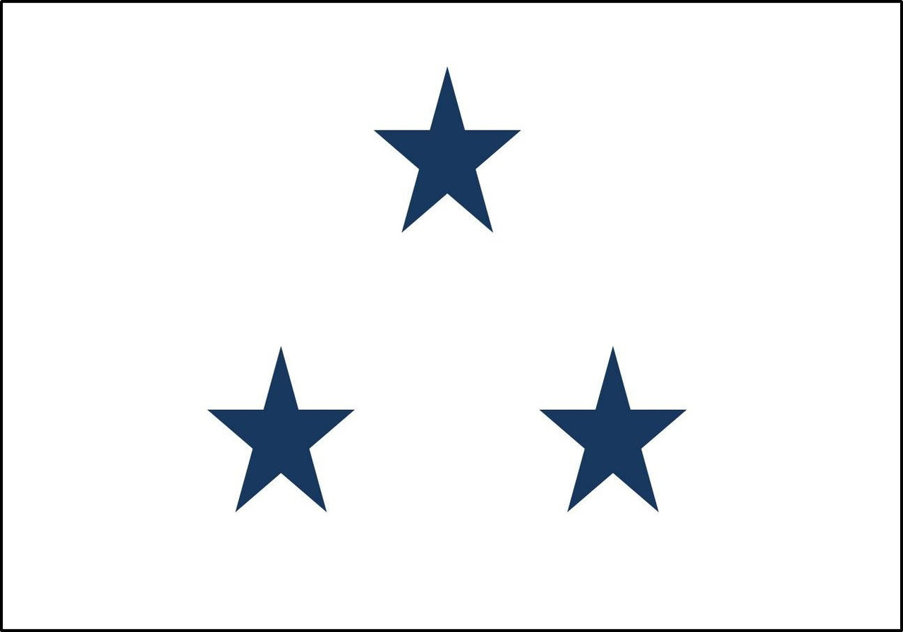 Navy Non-Seagoing Vice Admiral Flag, 3 Star Nylon Applique with Pole Hem, Size 4'4" x 5'6", 3104053ADN