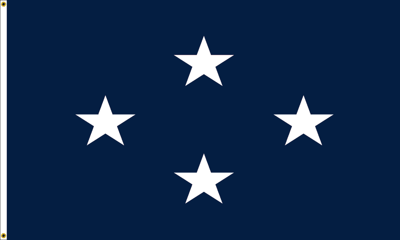 US Navy Admiral Flag, 4 Star Nylon Applique with Header and Grommets, Size 5' X 8', ADM4-105081 (Open Market)