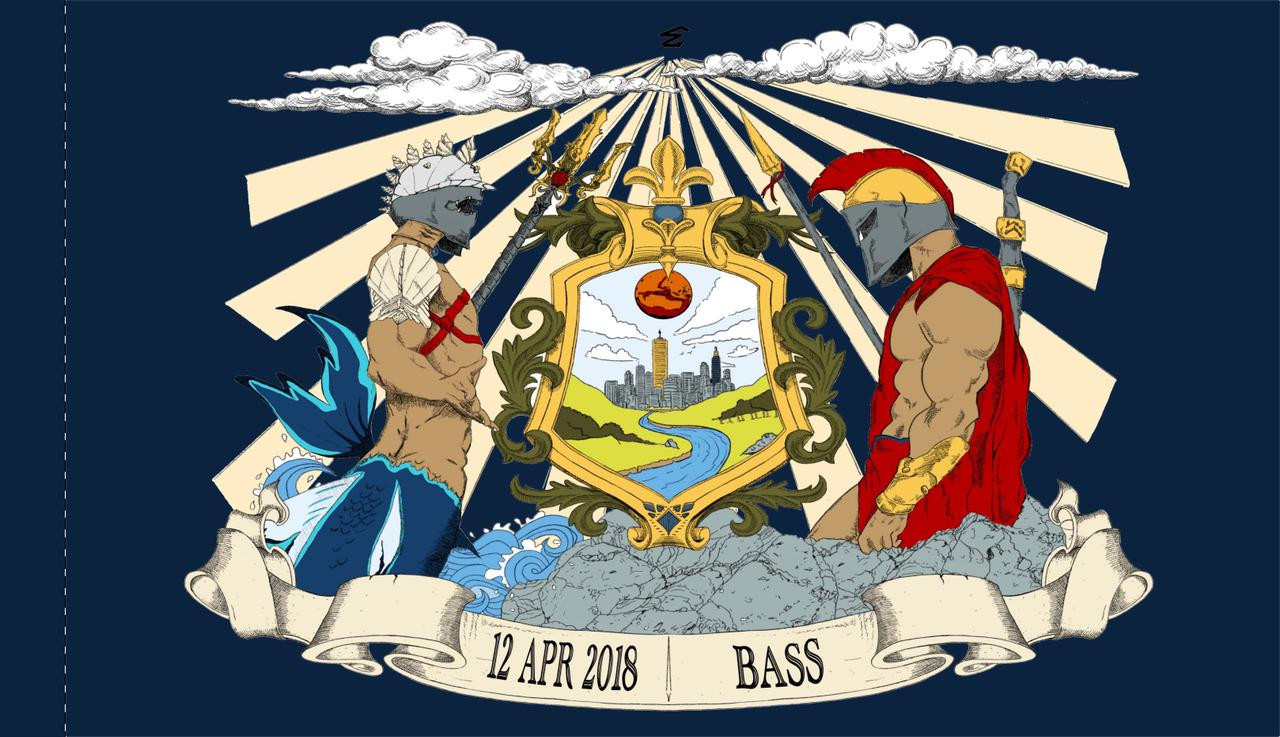 Flagsource 3'x5' Bass Crest on Nat Flag Blue Custom Digital Flag 