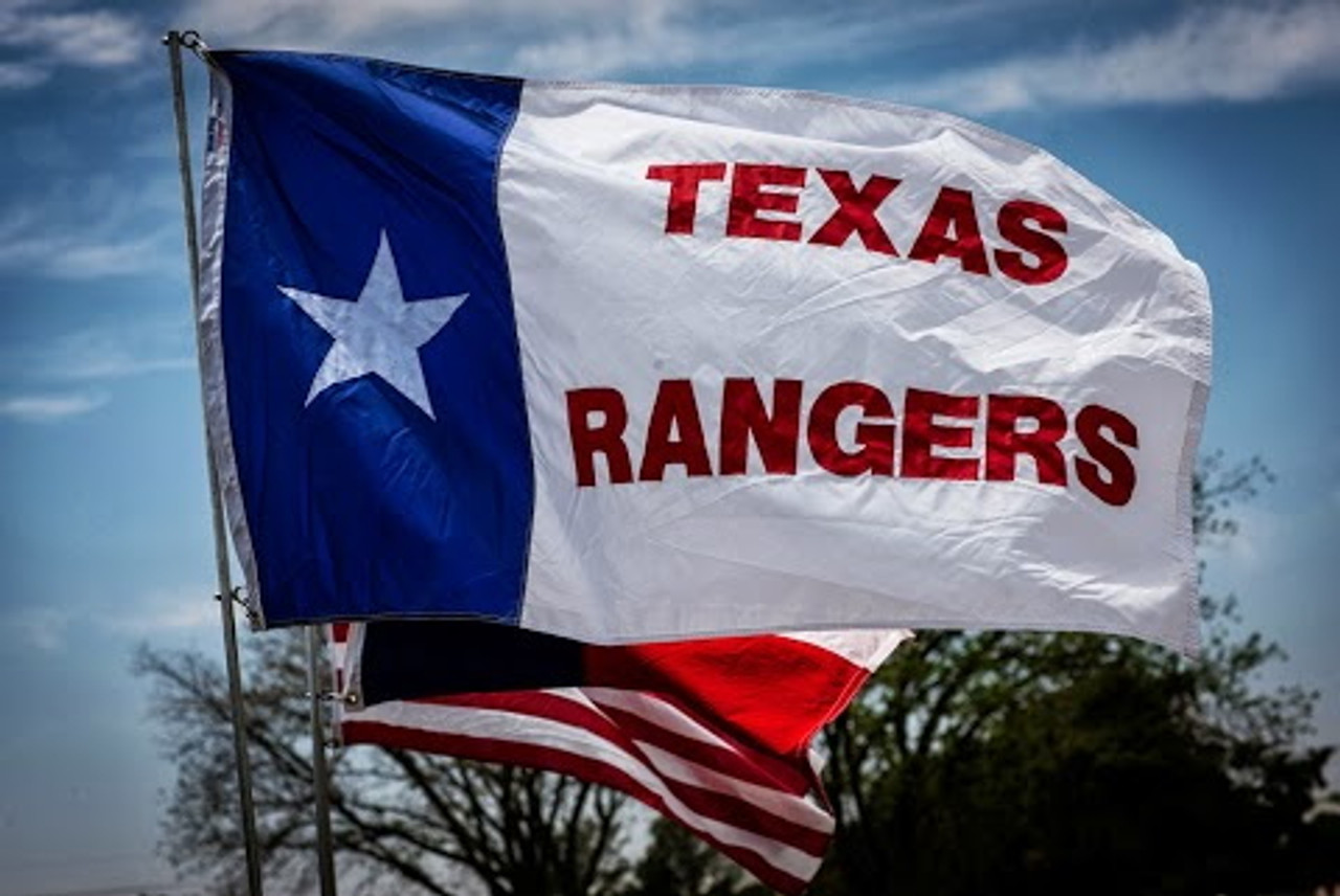 Custom Texas Rangers Flag, Appliqued Nylon, Size 3' X 5' with Header and Grommets