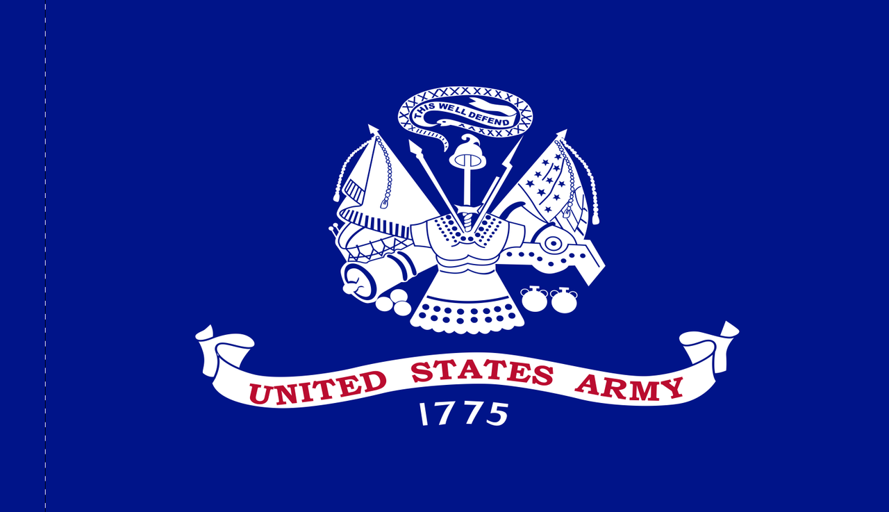 US Army Field Flag, 4'4" x 5'6", Appliqued Nylon with Pole Hem