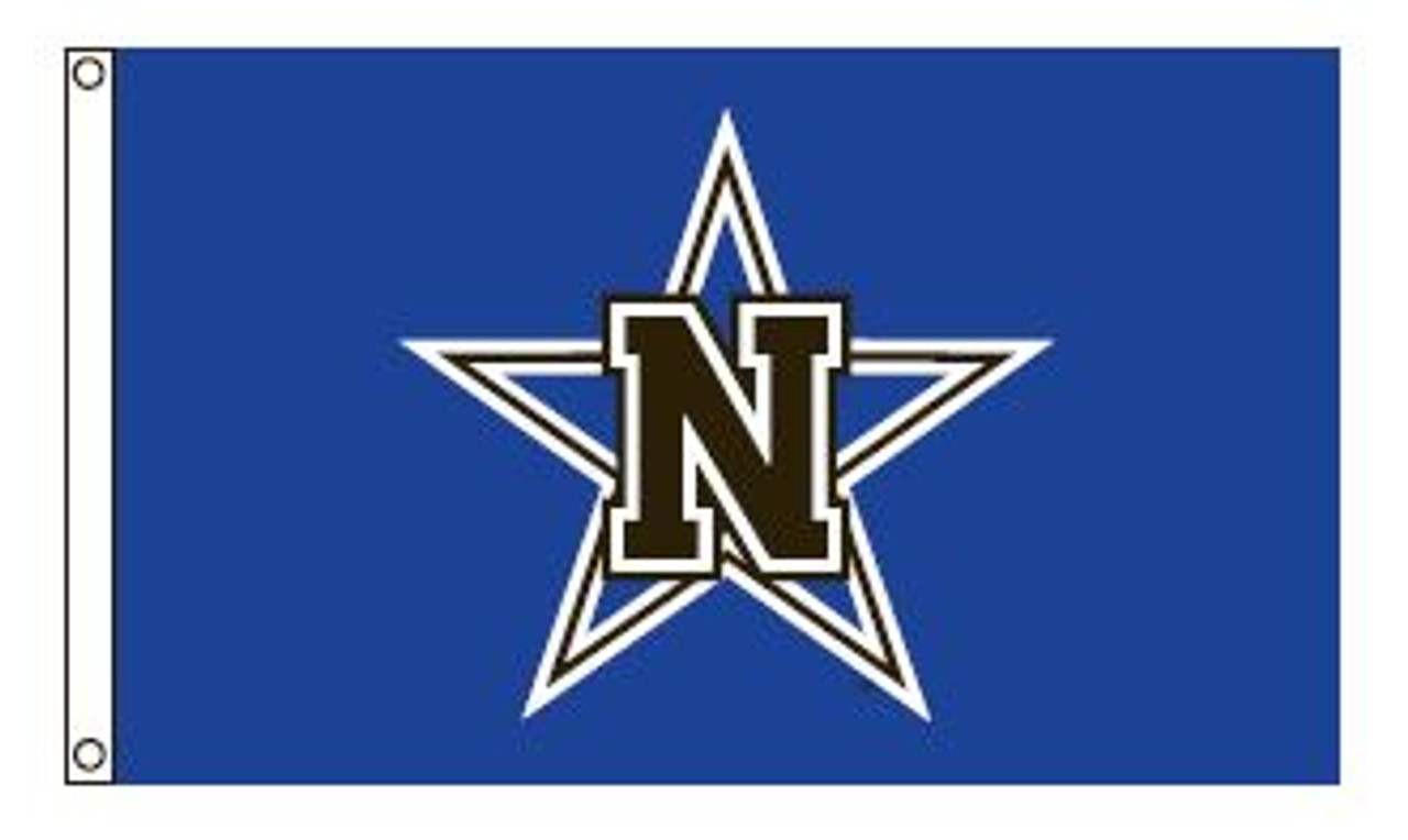 Custom Digital Single Reverse 3' x 5' Nylon Flag w/Header & Grommets "NAVASOTA N-STAR ON BLUE"