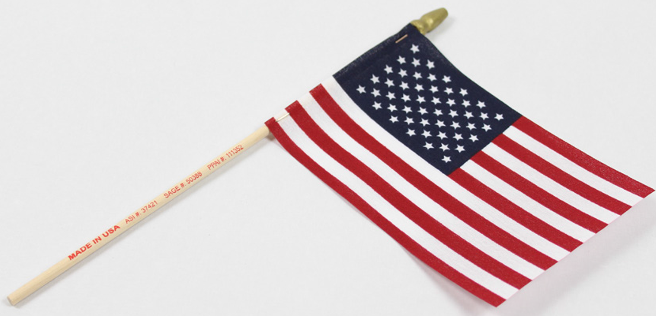 Custom Imprinted American Stick Flag, Handheld, 12in x 18in Minimum Box of 1,000