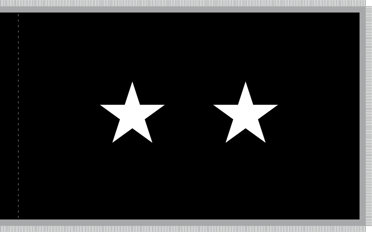 Space Force Major General Flag, Nylon Applique, 2 Star Size 3' x 5' Pole Hem with Platinum Fringe