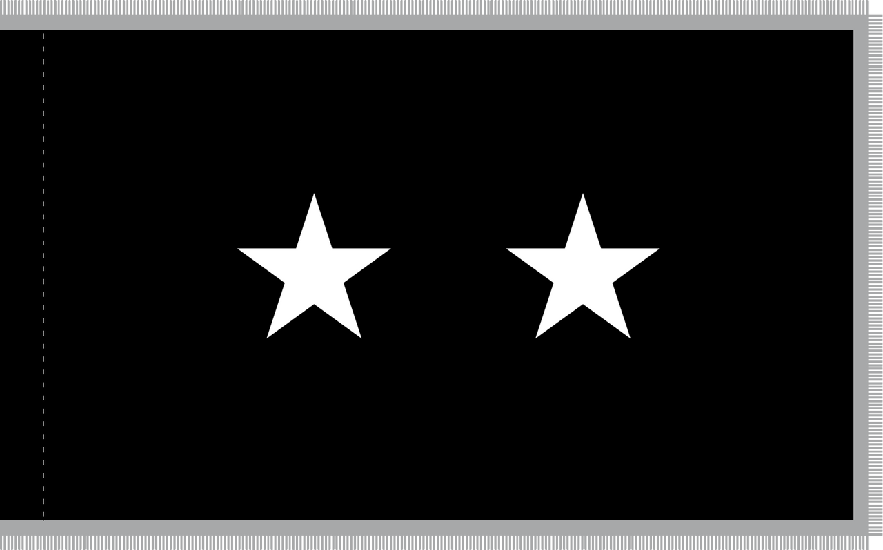 Space Force Major General Flag, Nylon Applique, 2 Star Size  4' x 6' Polehem and Platinum Fringe