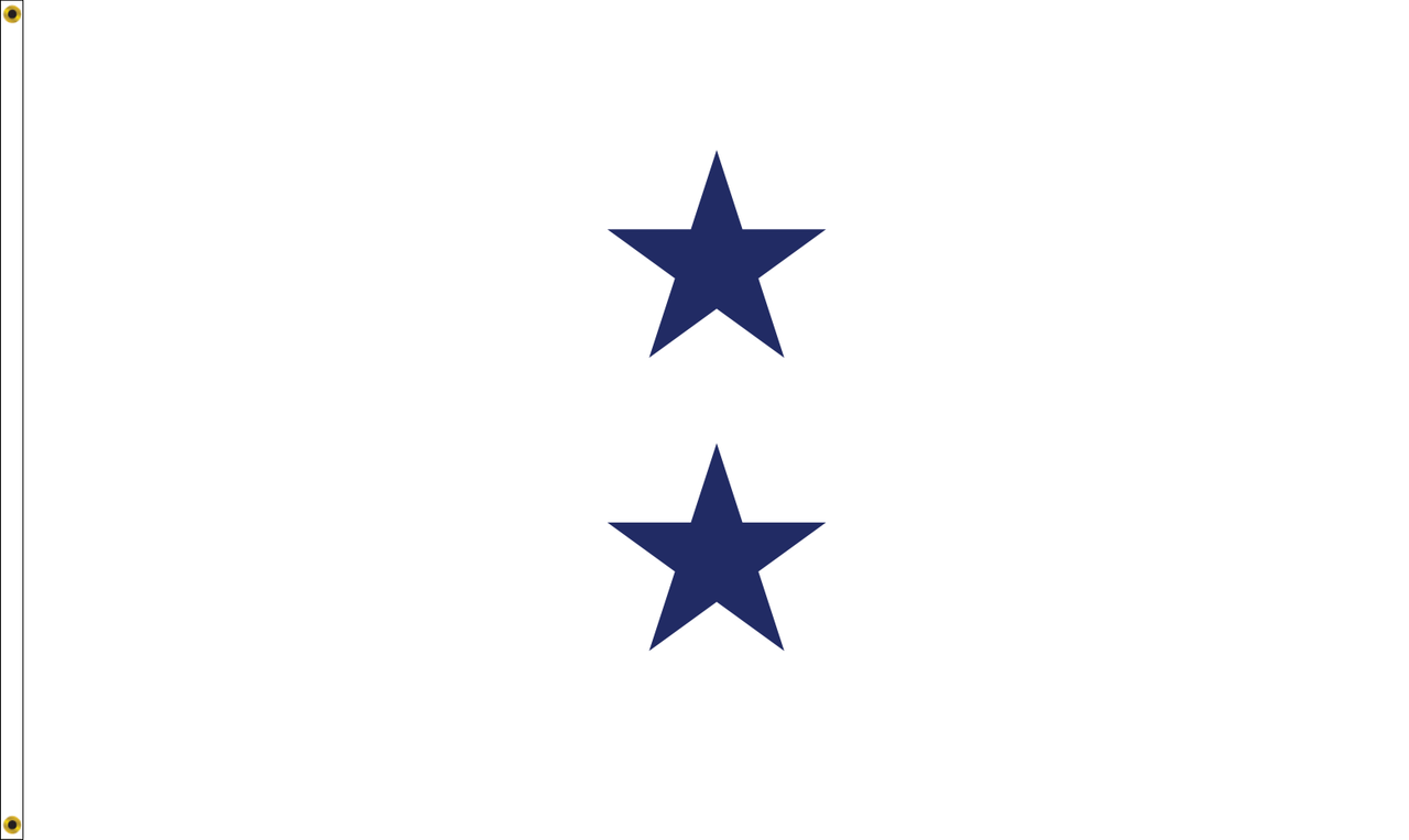 Navy Rear Admiral (Non-Seagoing) (Upper Half) Flag, 2 Star Nylon Applique with Header and Grommets, Size 4' x 6' (Open Market)