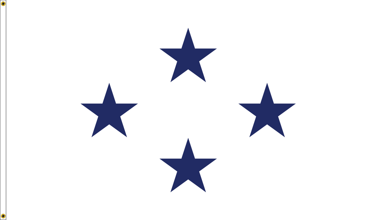 Navy  Admiral (Non-Seagoing) Flag, 4 Star Nylon Applique with Header and Grommets, Size 4' x 6' (Open Market)