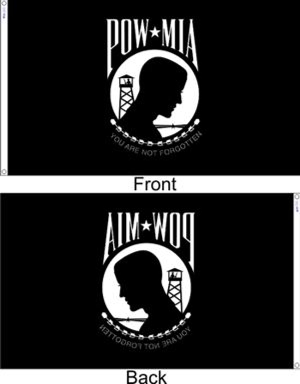 POW-MIA Flag, Single Seal, 3' x 5', Nylon with Header & Grommets