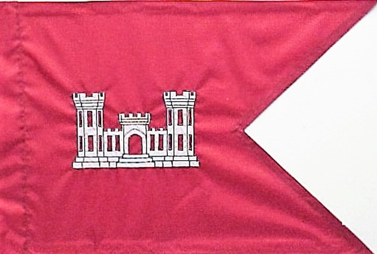 U.S. Army Engineer Guidon Flag, Nylon Applique, PoleHem with Swallowtail, Size 20" x 27.75"