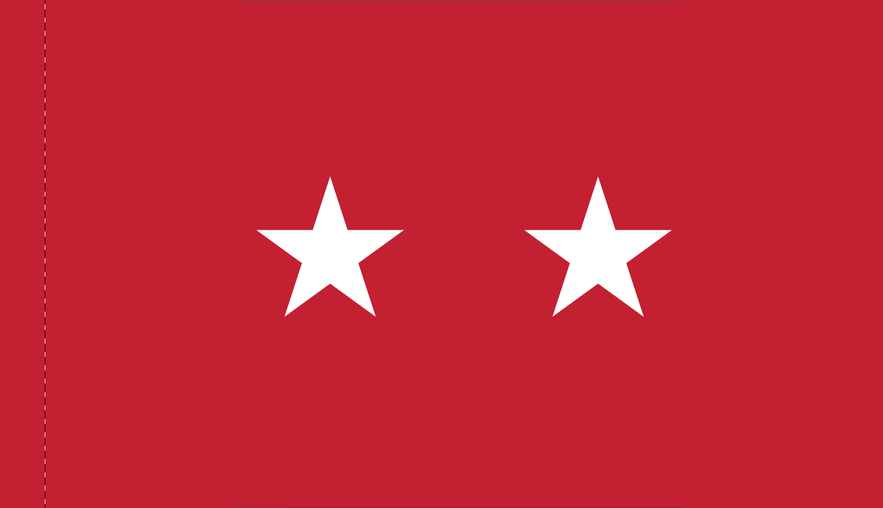 Army Major General Flag, 2 Star Nylon Applique with Pole Hem, Size 4' x 6' (Open Market)