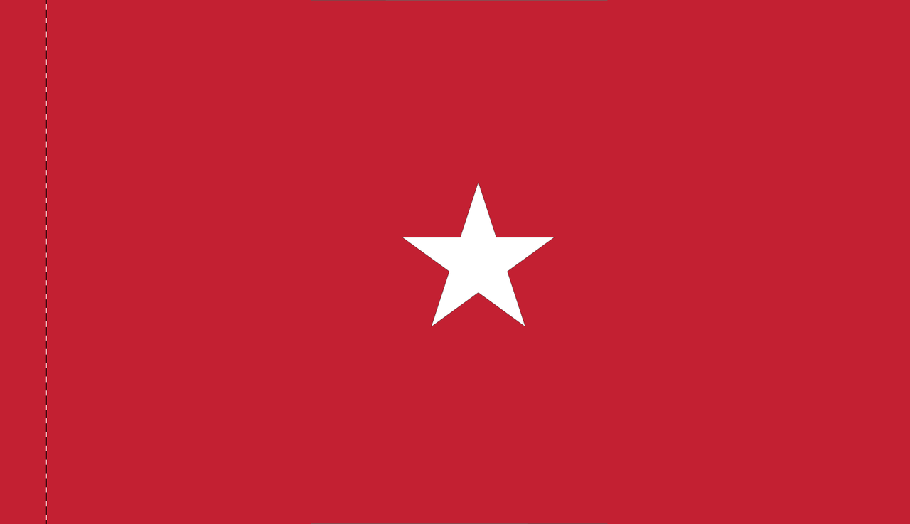 Army Brigadier General Flag, Nylon Applique, 1 Star 3' x 5' Polehem Plain, 7112052