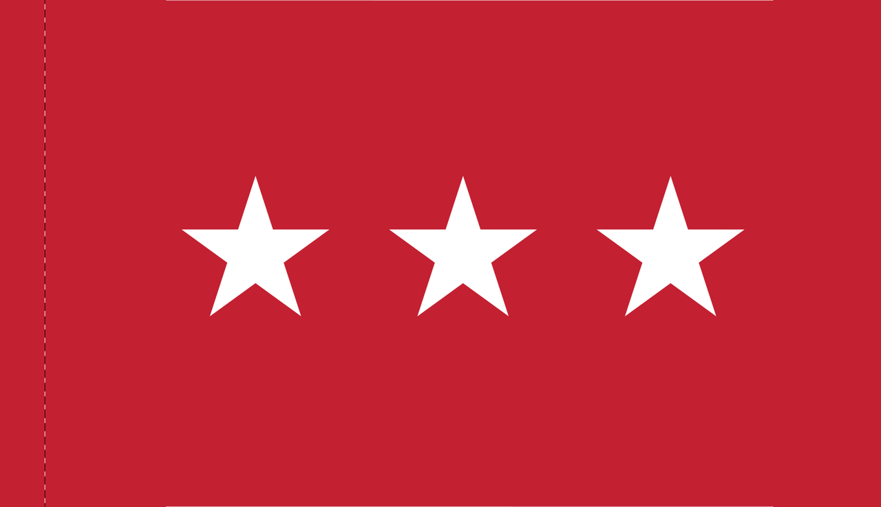 Army Lieutenant General Flag, Nylon Applique, 3 Star 3' x 5' Polehem Plain, 7132052