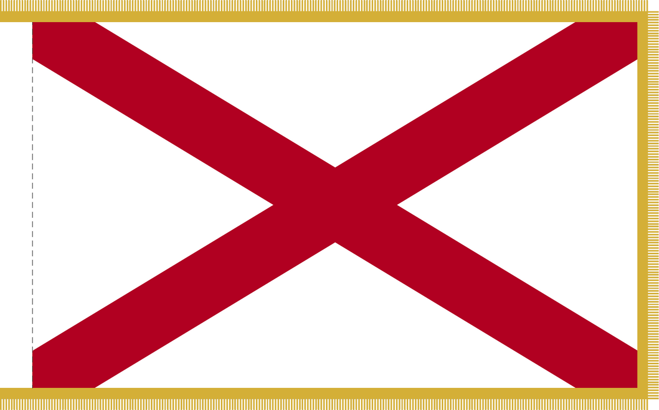 Alabama Flag with Pole Hem and Gold Fringe