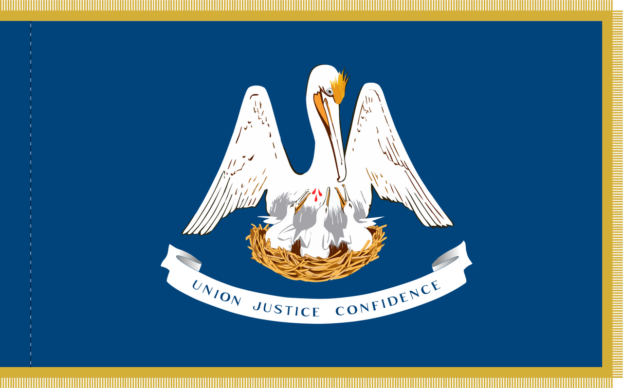 Louisiana Flag with Pole Hem and Gold Fringe