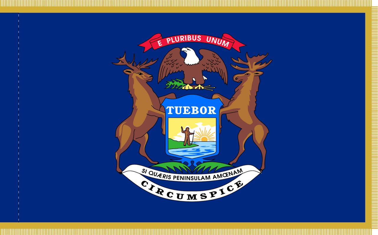  Michigan Presentation Flag & Flagpole Set 