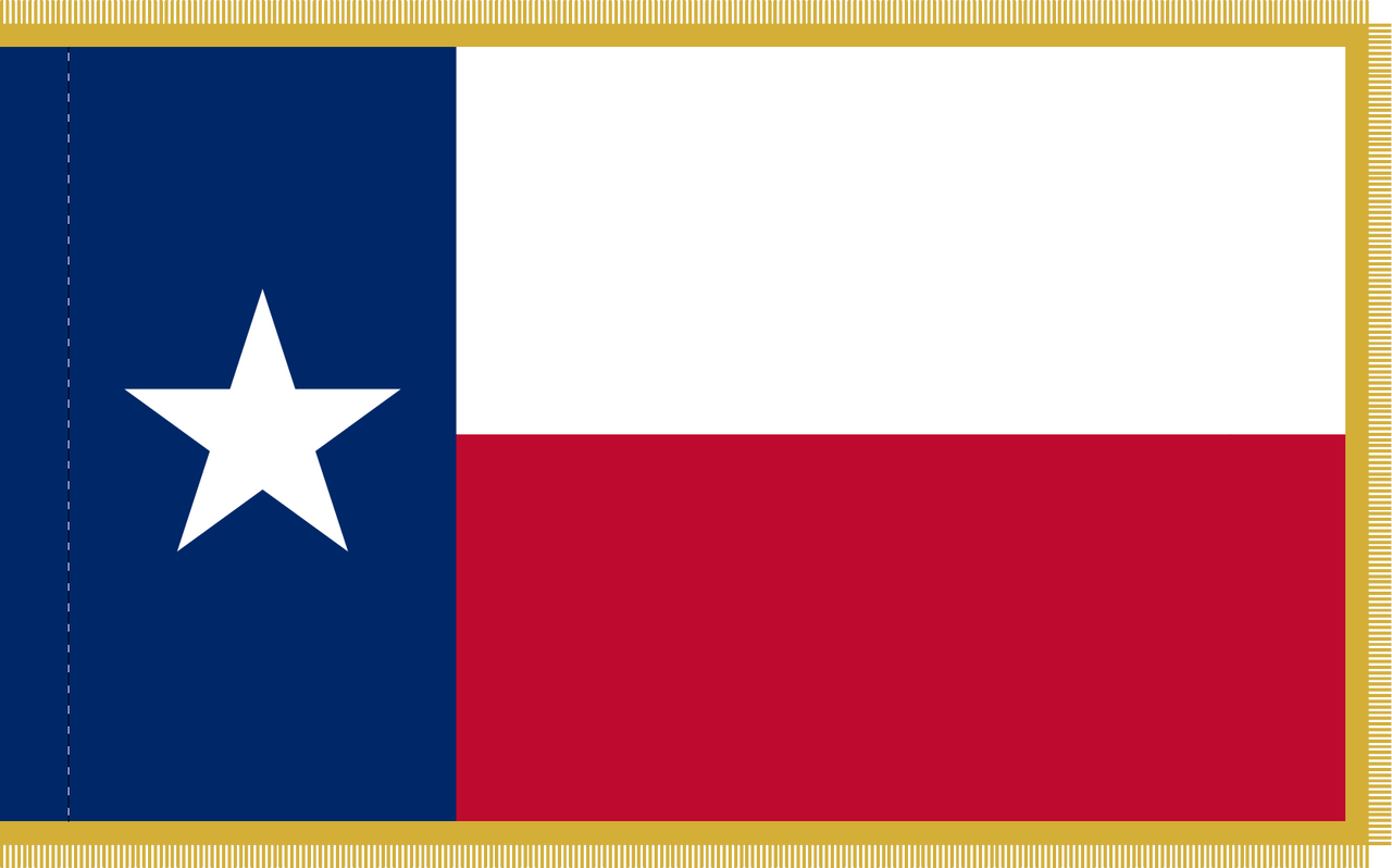 Texas Flag with Pole Hem and Gold Fringe