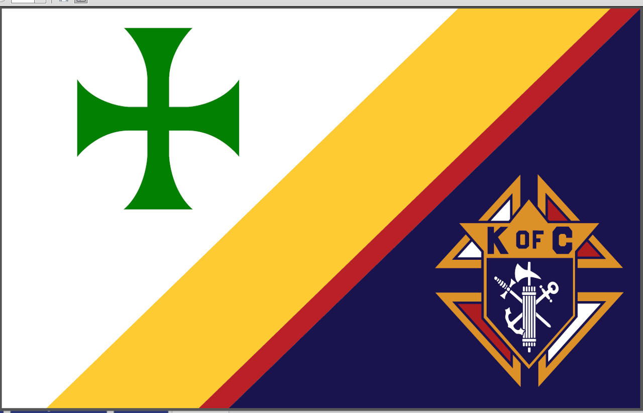 Custom Digital 3' x 5' Nylon Flag with Pole Hem & Leather Tabs  "KNIGHT OF COLUMBUS" 