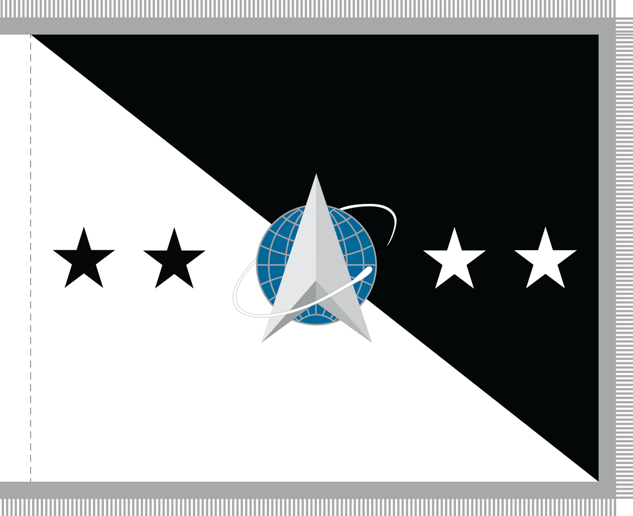 US Space Force Chief of Space Operations Flag, Size 4'4" X 5'6" Nylon Applique with Pole Hem and Platinum Fringe