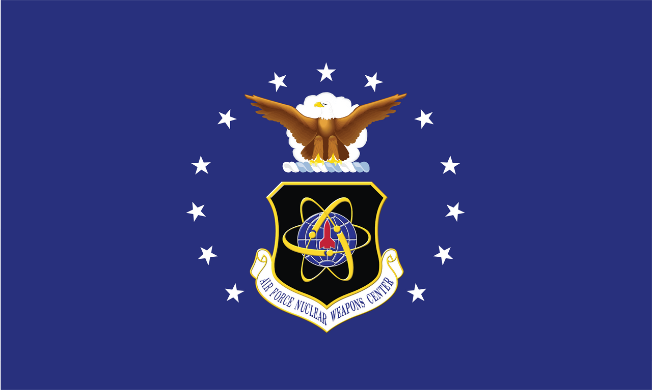 Air Force Nuclear Weapons Center Flag w/ Eagle and Stars, Appliqued Nylon, Size 3' X 4' with Pole Hem and Gold Fringe (Open Market)