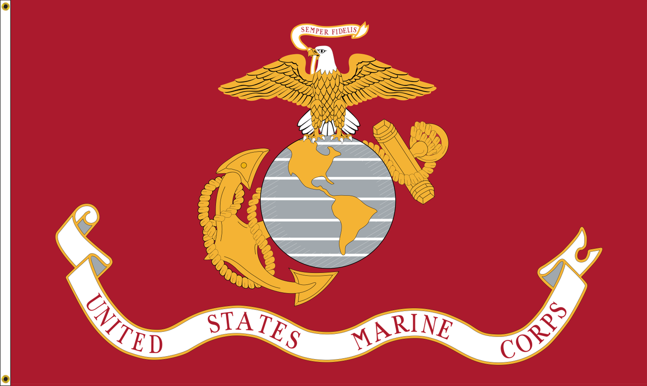 Marine Corps Flag Printed Nylon with Header and Grommets