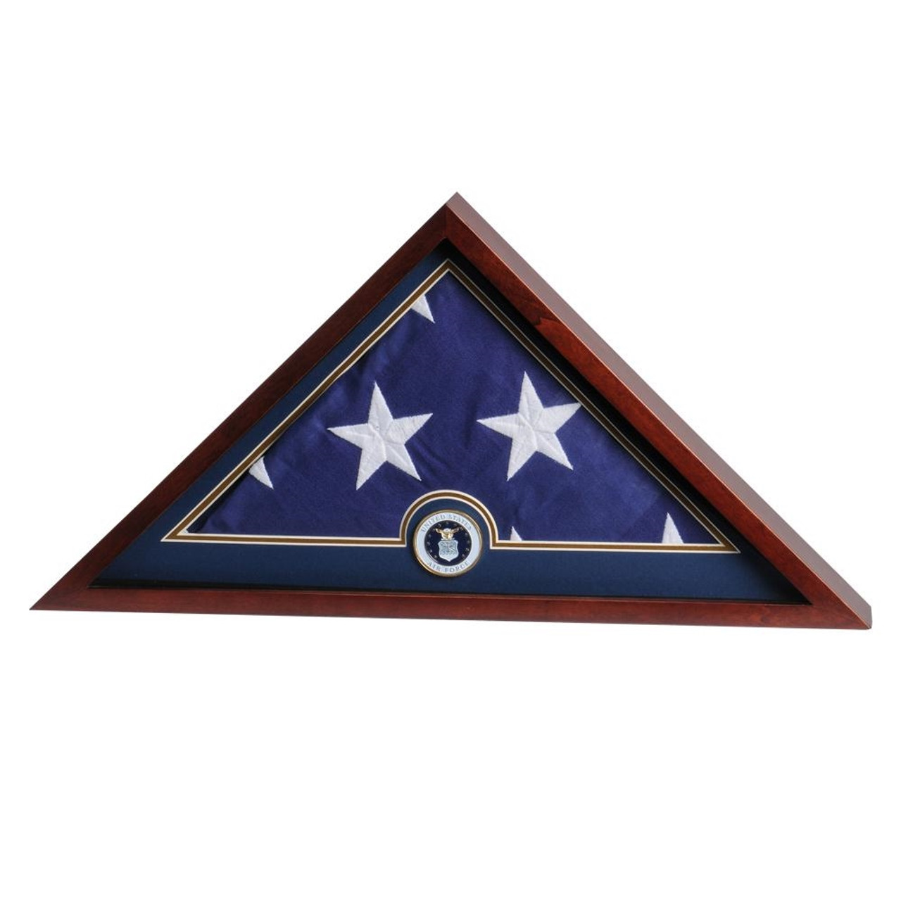 Mahogany Flag Display Case with Air Force Service Medallion for 5' x 9.5' Internment Flag