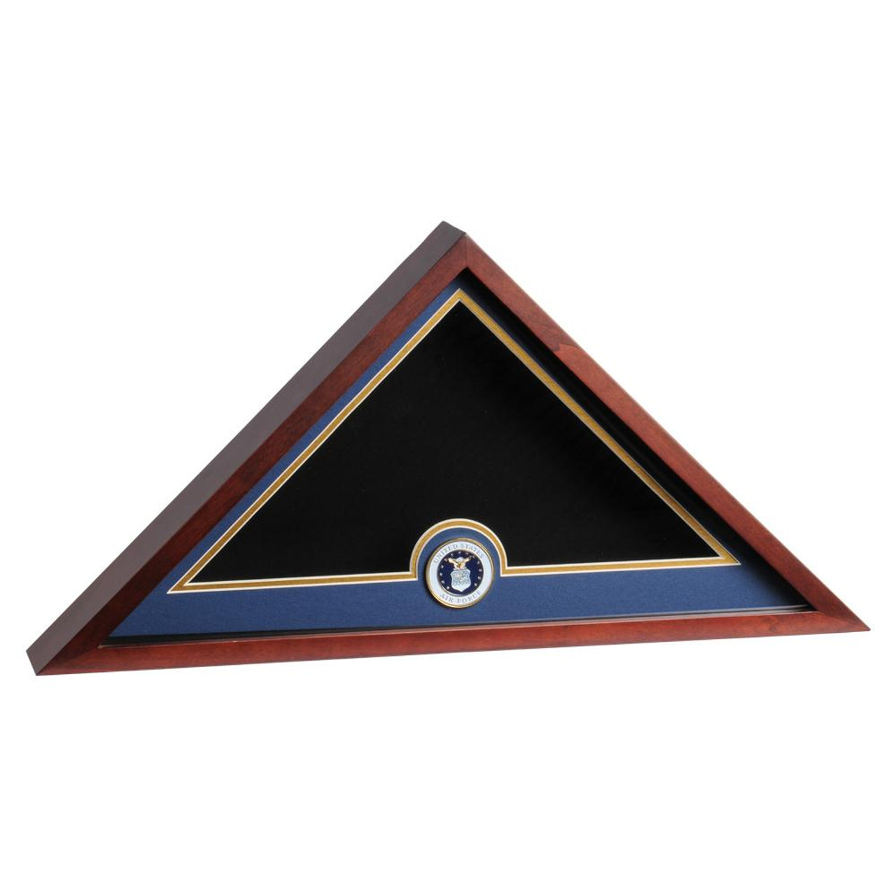 Mahogany Flag Display Case with Air Force Service Medallion for 5' x 9.5' Internment Flag