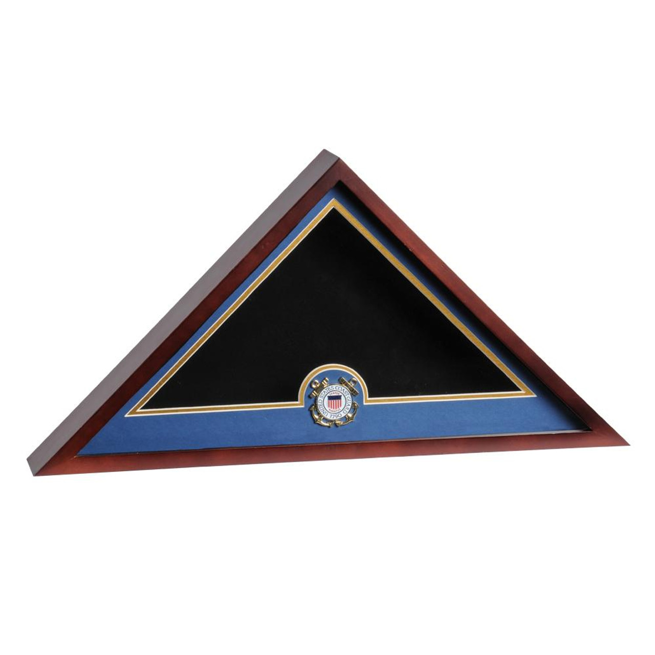 Mahogany Flag Display Case with Coast Guard Service Medallion for 5' x 9.5' Internment Flag